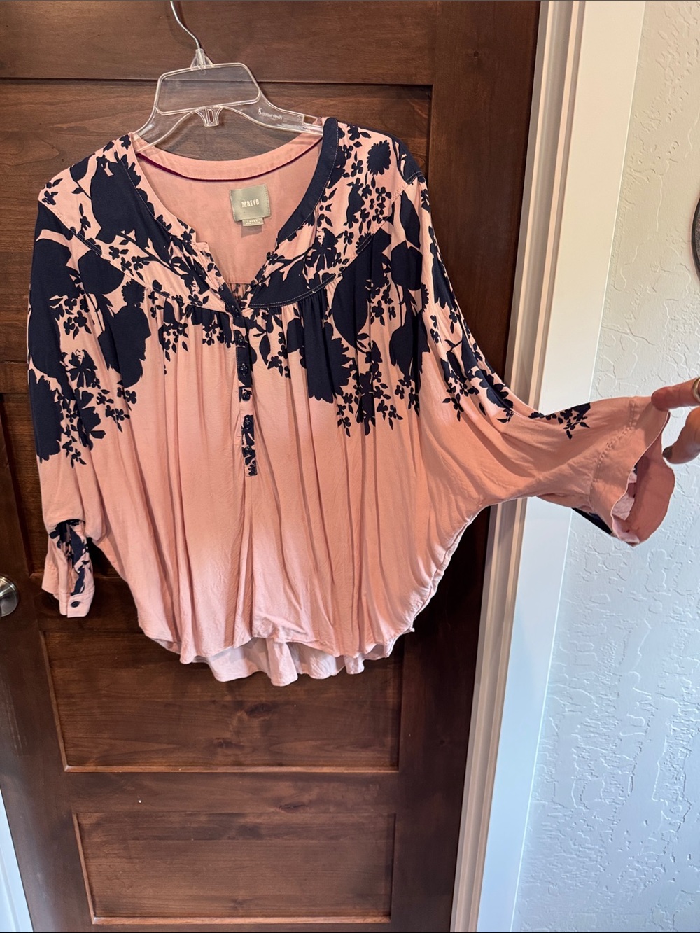 Maeve Blush Pink Tunic with Navy Floral Print